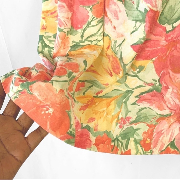 VINTAGE GARDANIA PARIS FLORAL  MULTICOLOUR BUTTON UP DRESS SHORT SLEEVES MEDIUM - Picture 11 of 17